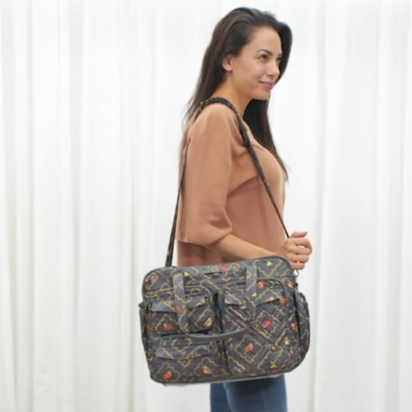NWT Lug Puddle Jumper Duffle Laptop Travel Tote In Songbirds Grey, Retail $165 - Picture 8 of 9